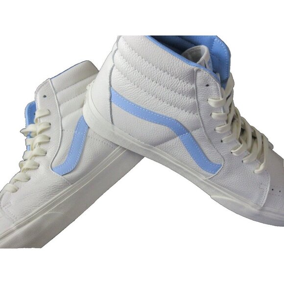 Vans Men's Sk8-Hi Vintage Leather Blanc De Blanc White Blue shoes Sizes NIB - Picture 4 of 5